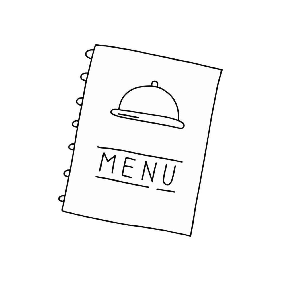 Hand-Drawn Menu Sketchbook Depicting a Service Bell on the Cover vector