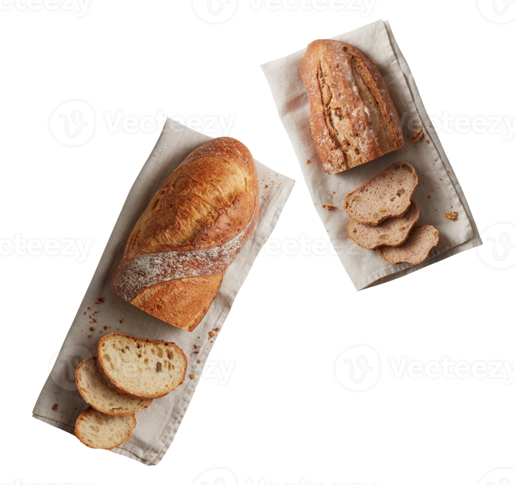 Bread set cut out isolated transparent background png