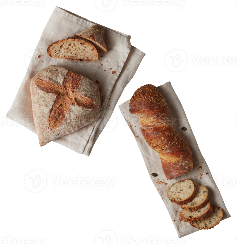 Bread set cut out isolated transparent background png