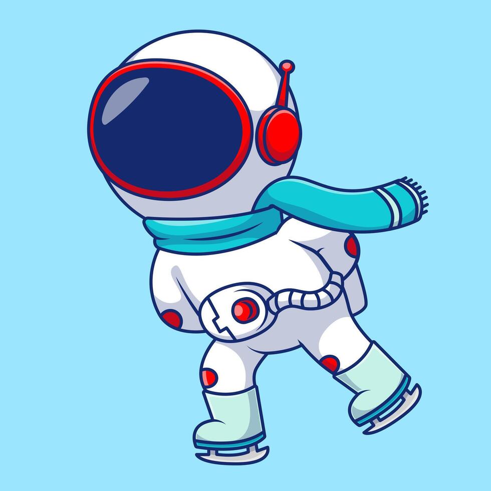 linda astronauta patinaje sobre hielo dibujos animados vector íconos ilustración. plano dibujos animados concepto. adecuado para ninguna creativo proyecto.