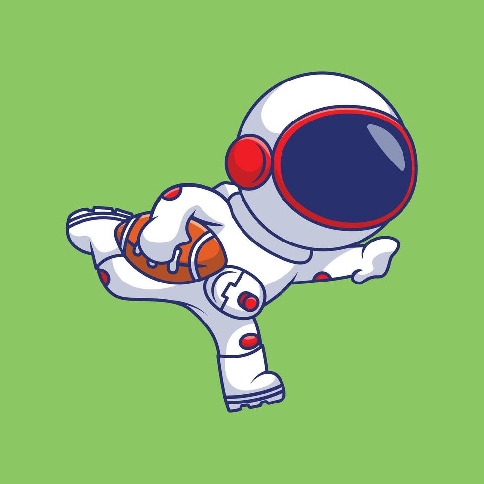 linda astronauta jugando rugby dibujos animados vector íconos ilustración. plano dibujos animados concepto. adecuado para ninguna creativo proyecto.