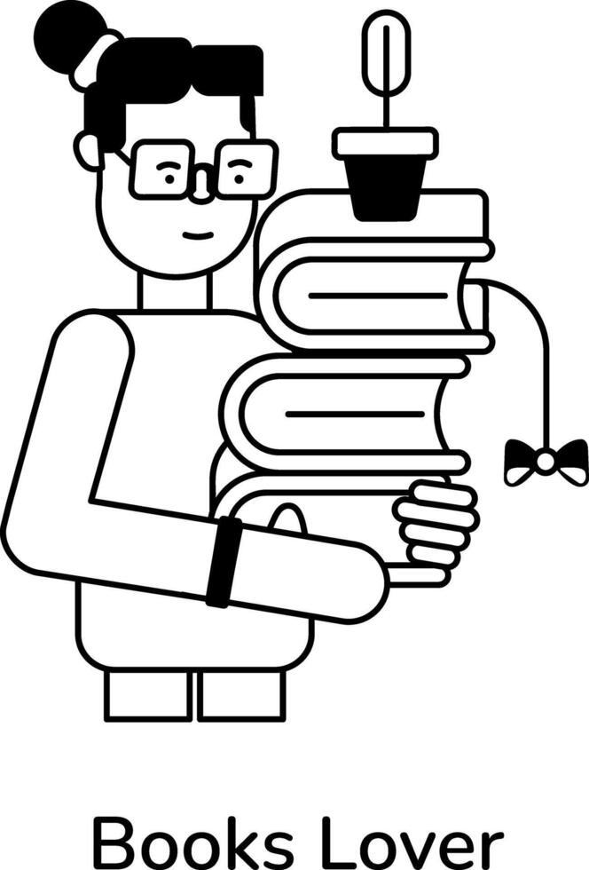 Trendy Books Lover vector