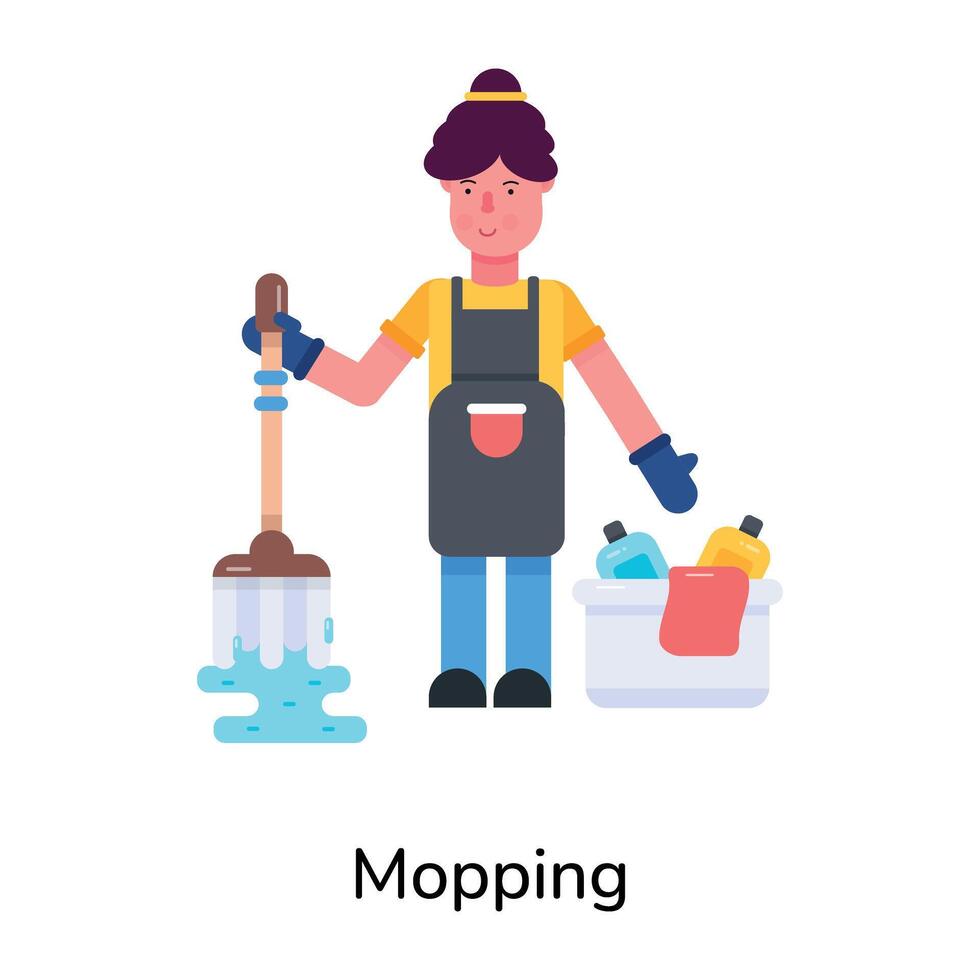 Trendy Mopping Concepts vector