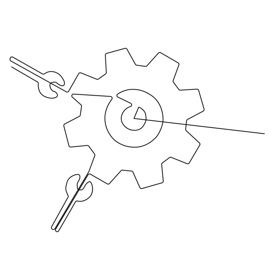 Continuous One line Setting icon Drawing Illustrations and Vectors design