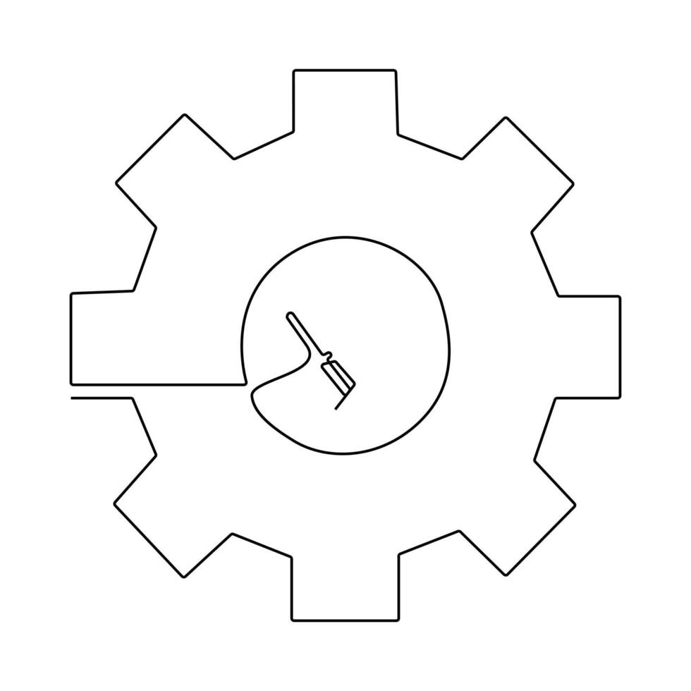 Continuous One line Setting icon Drawing Illustrations and Vectors design