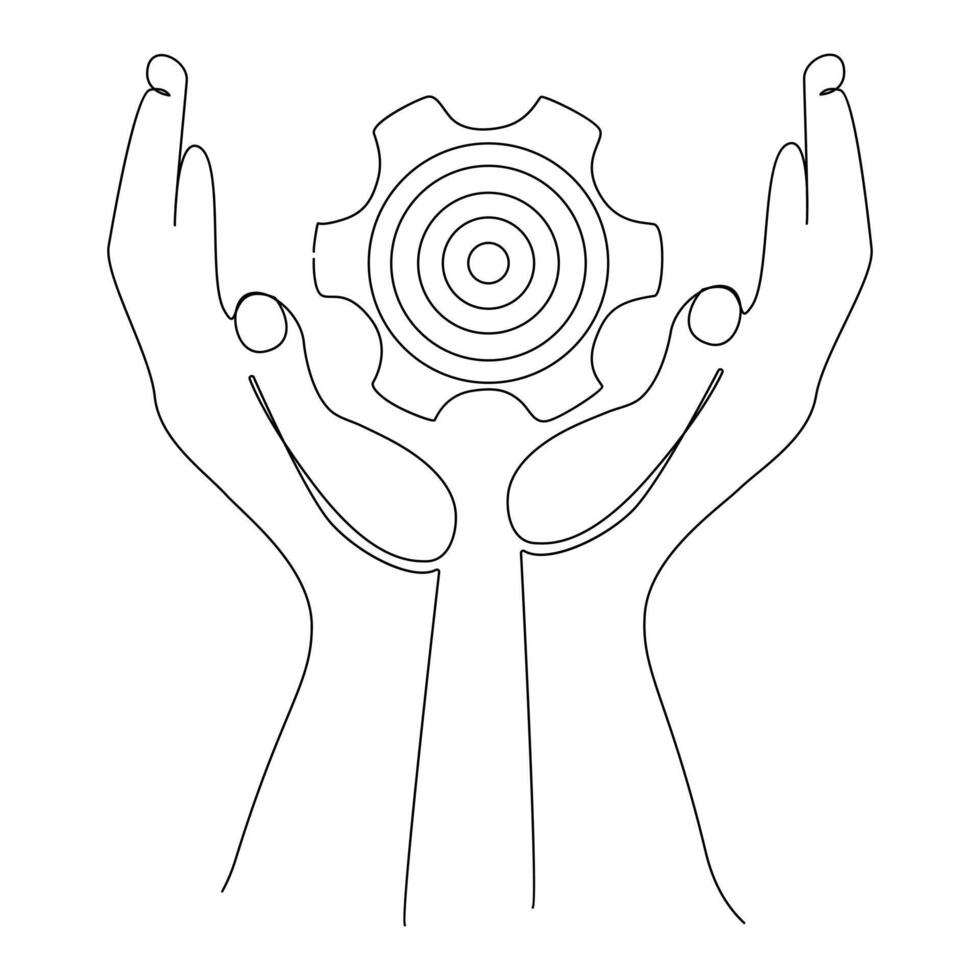 Continuous One line Setting icon Drawing Illustrations and Vectors design