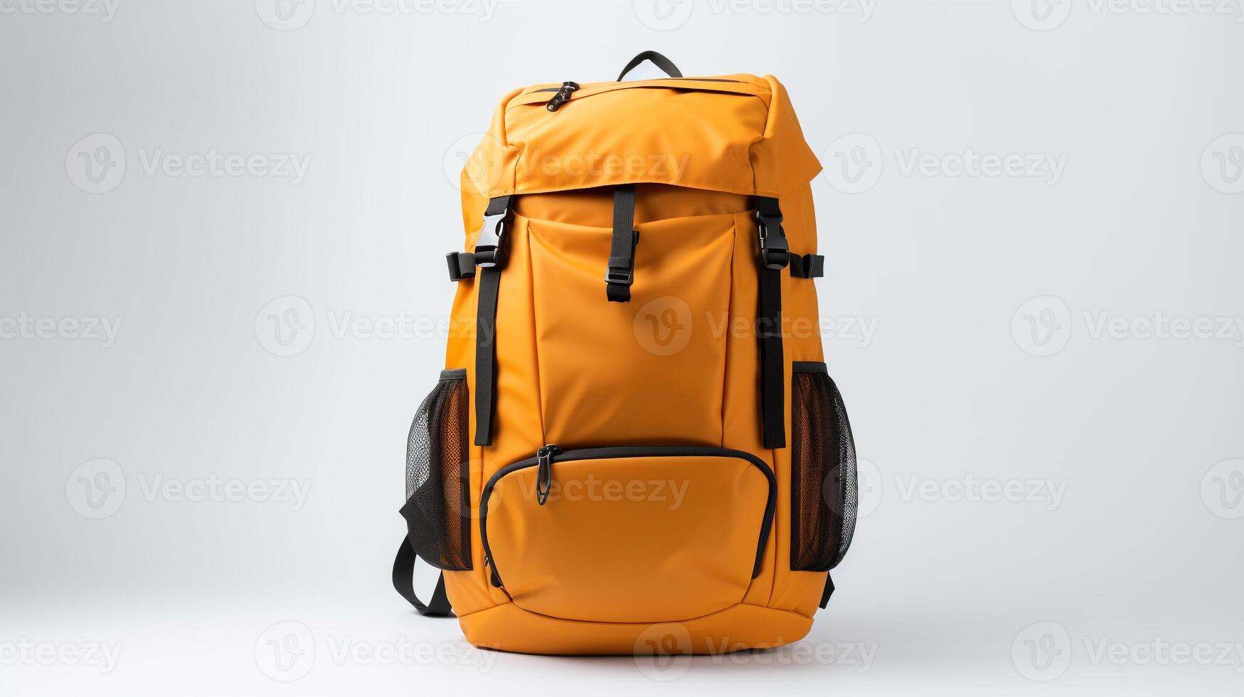 AI generated Orange Cycling Backpack Bag isolated on white background with copy space for advertisement. AI Generated photo