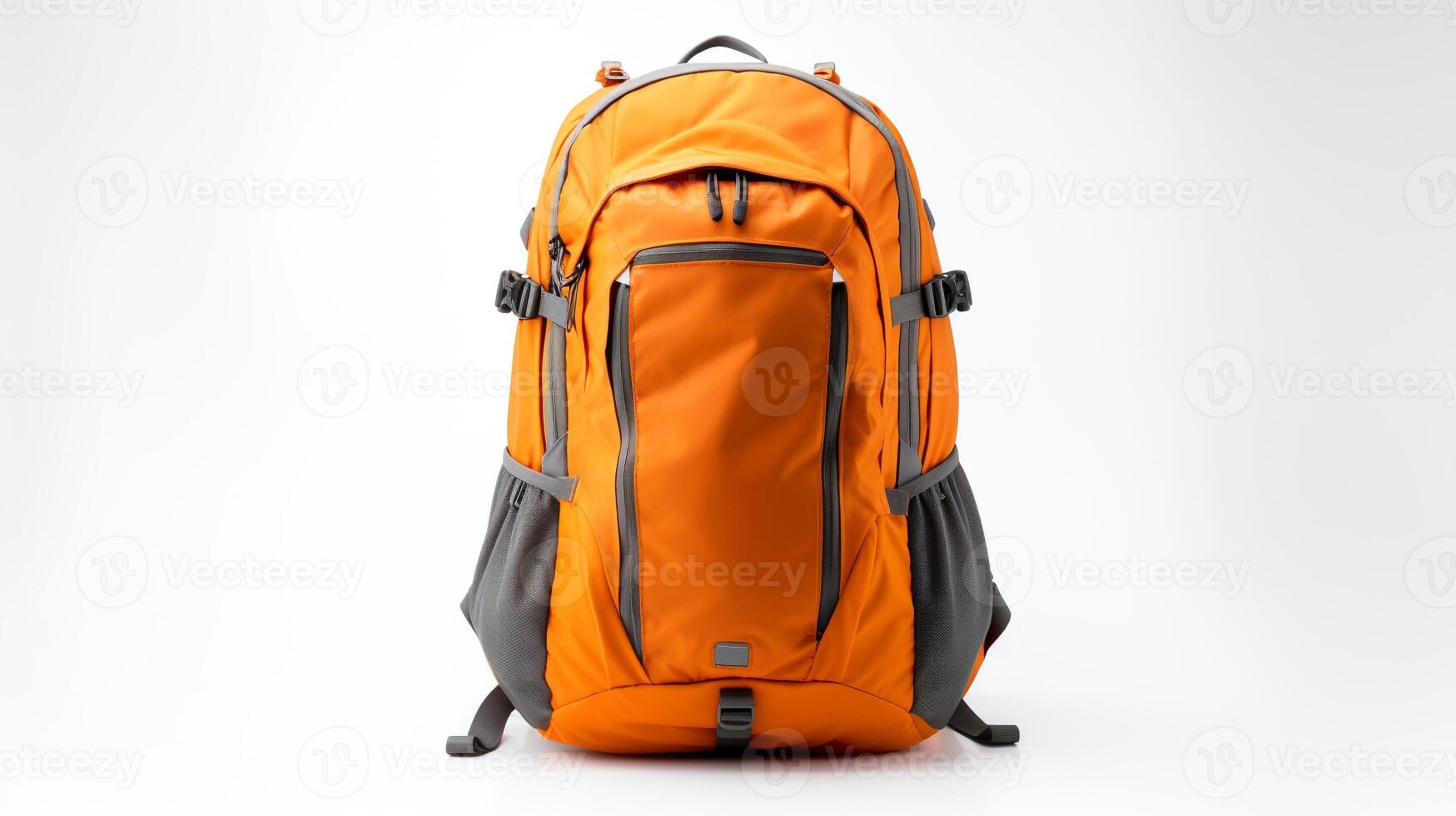 AI generated Orange Cycling Backpack Bag isolated on white background with copy space for advertisement. AI Generated photo