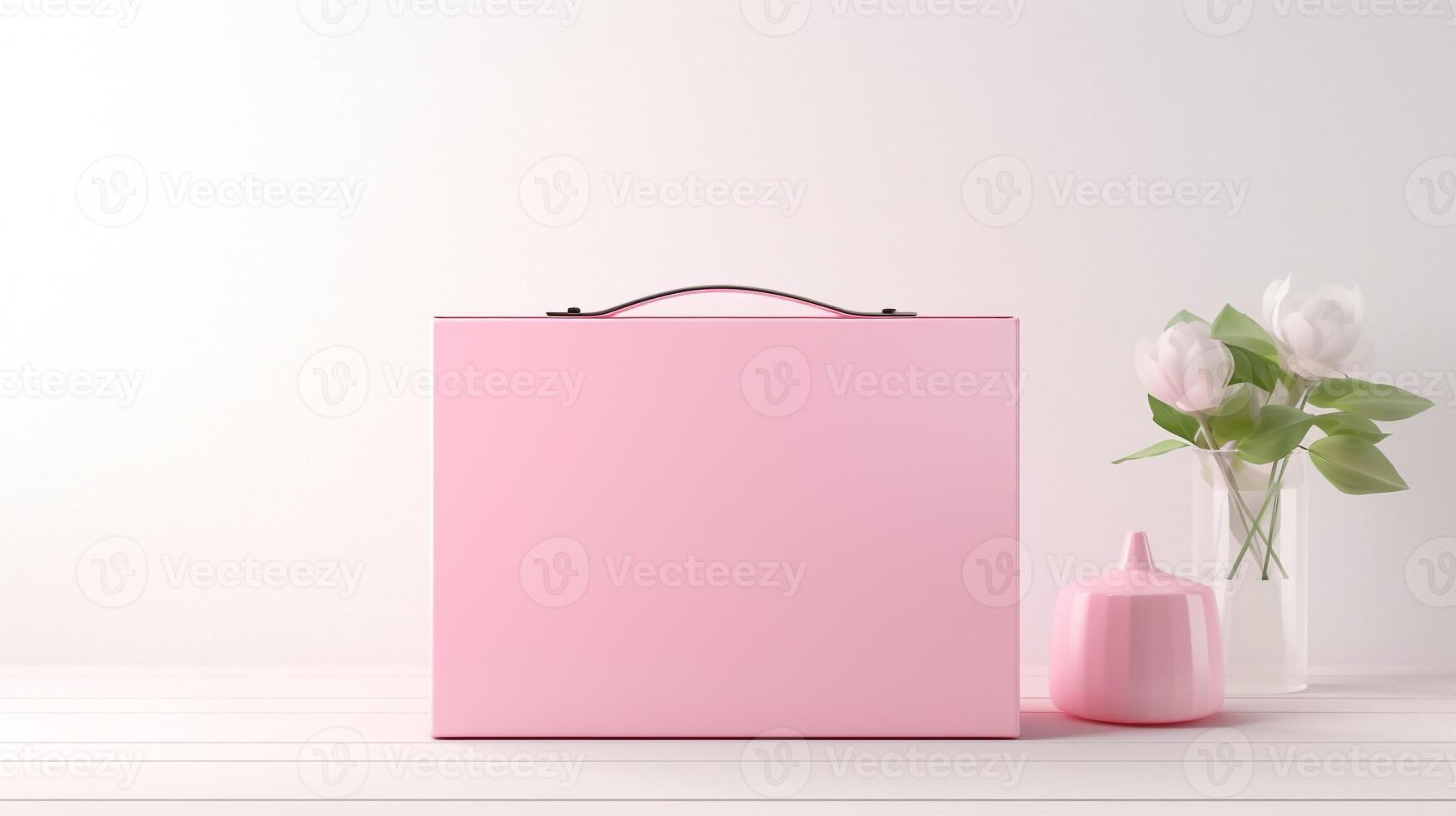 AI generated Pink Box Clutch Bag isolated on white background with copy space for advertisement. AI Generated photo