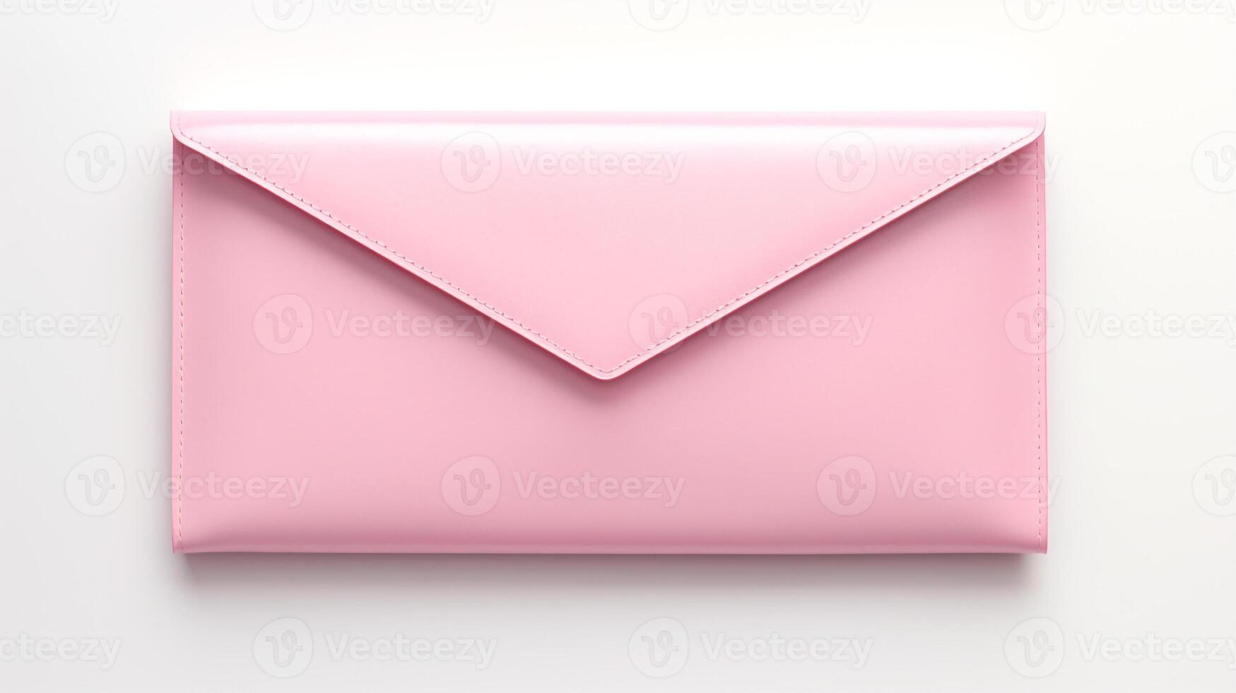 AI generated Pink Envelope Clutch Bag isolated on white background with copy space for advertisement. AI Generated photo