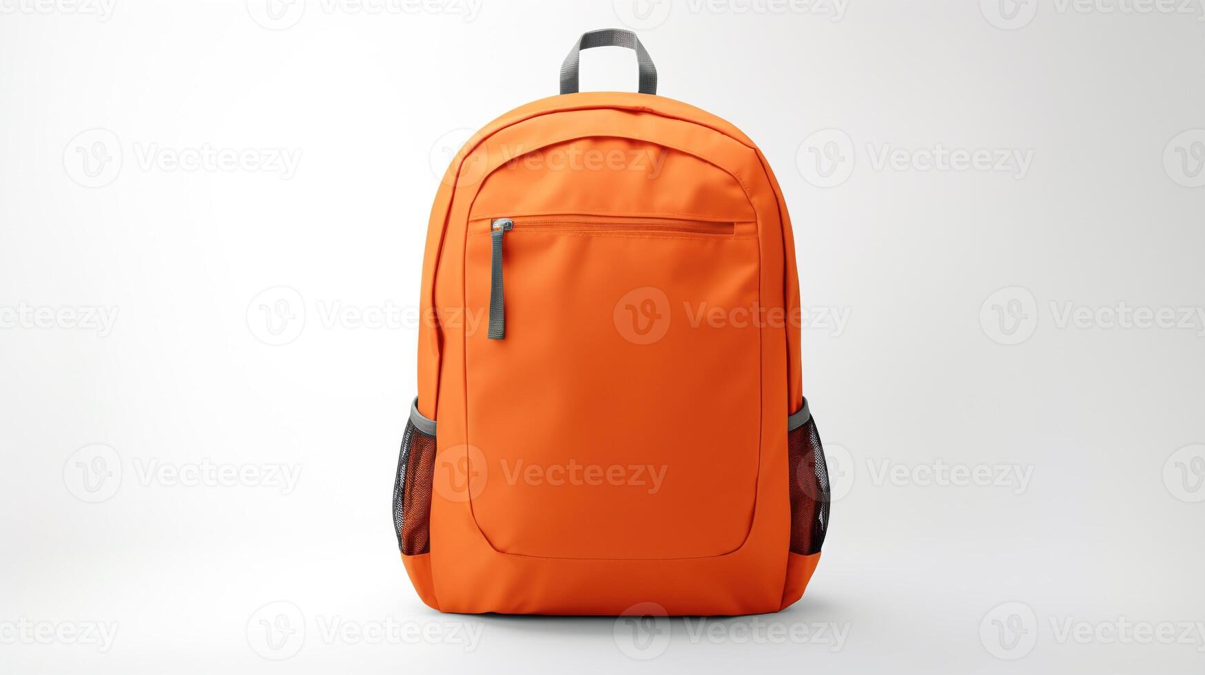 ai generado naranja mochila bolso aislado en blanco antecedentes con Copiar espacio para anuncio publicitario. ai generado foto