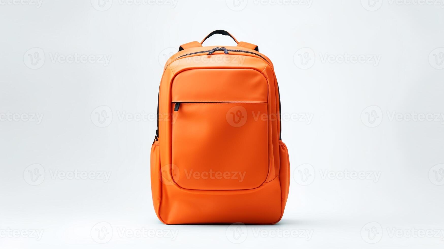 AI generated Orange Camera Backpack Bag isolated on white background with copy space for advertisement. AI Generated photo