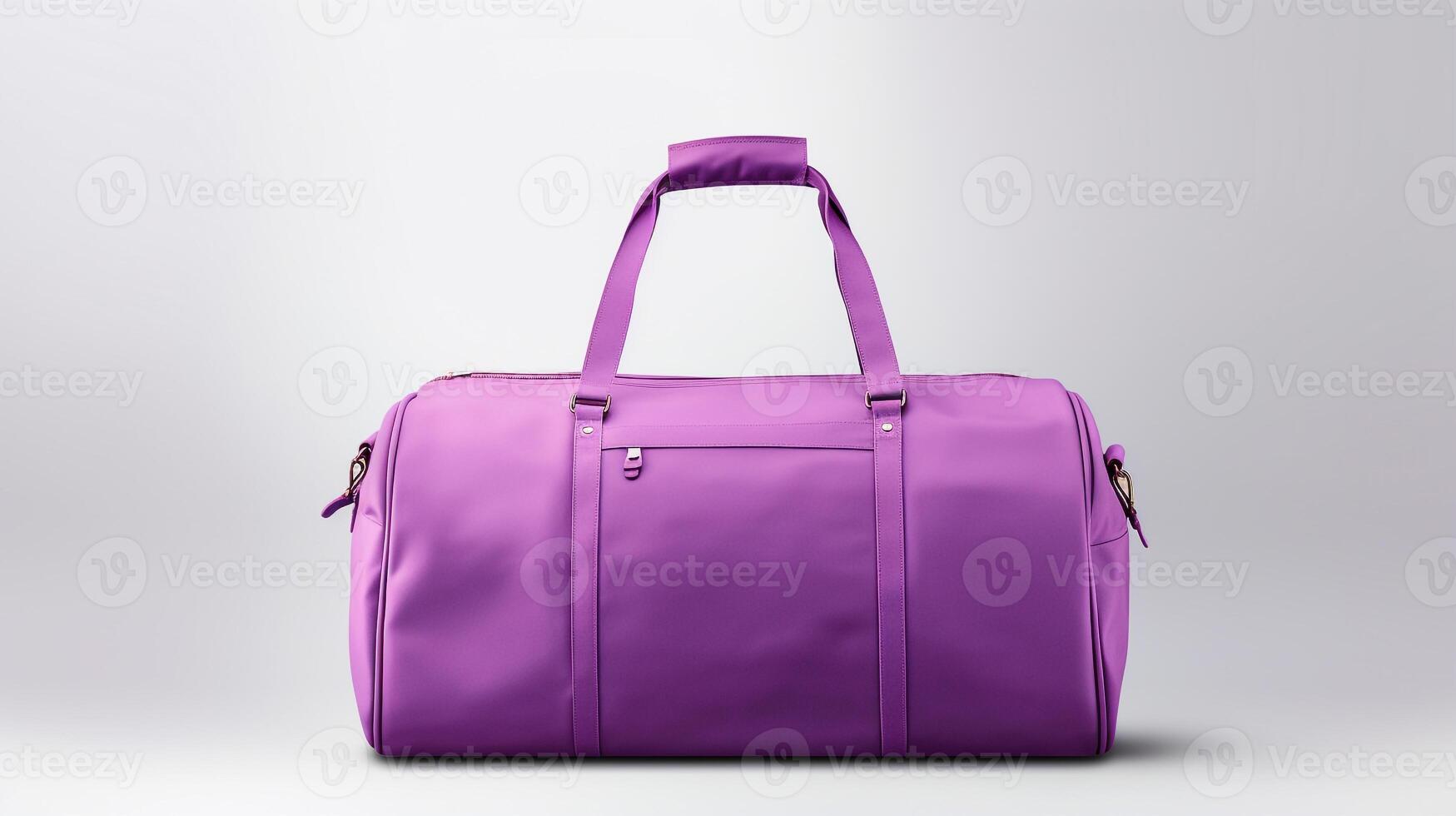 AI generated Purple Duffel Bag isolated on white background with copy space for advertisement. AI Generated photo