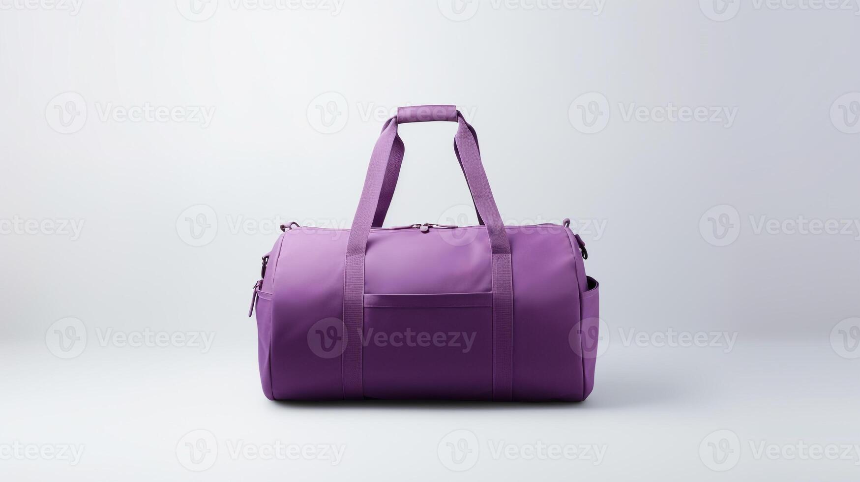 AI generated Purple Duffel Bag isolated on white background with copy space for advertisement. AI Generated photo