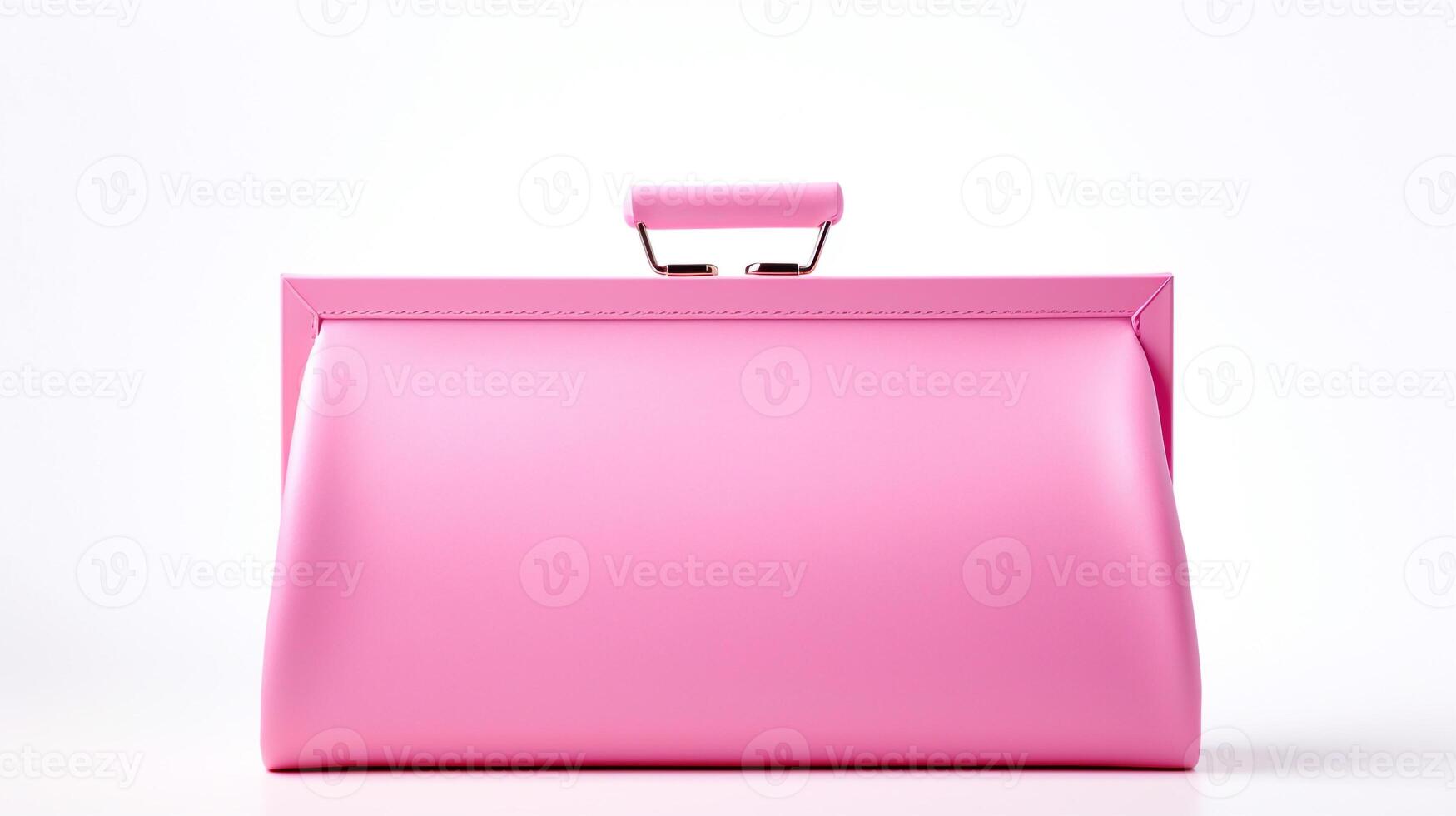 AI generated Pink Frame Clutch Bag isolated on white background with copy space for advertisement. AI Generated photo