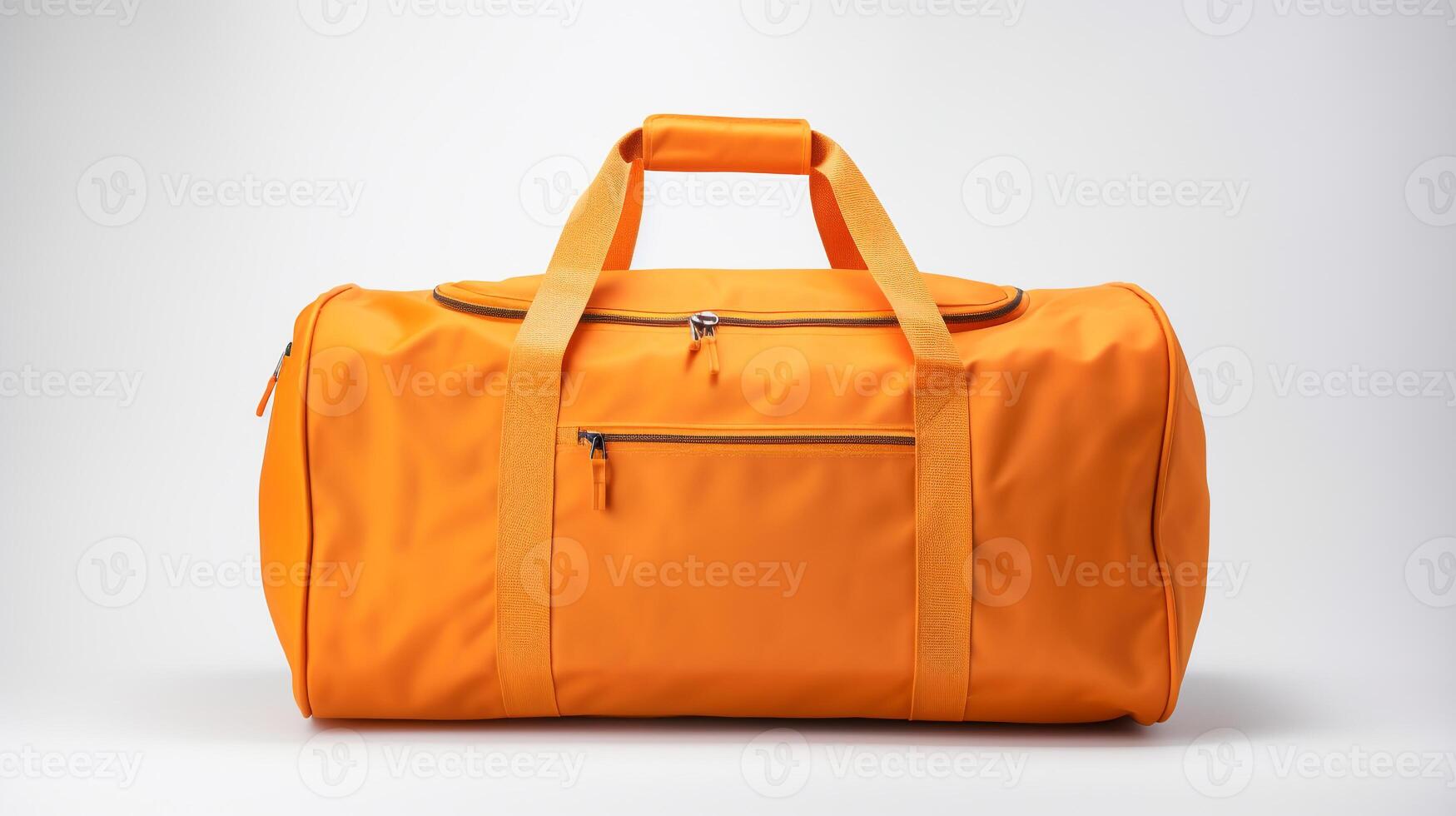 AI generated Orange Duffel Bag isolated on white background with copy space for advertisement. AI Generated photo