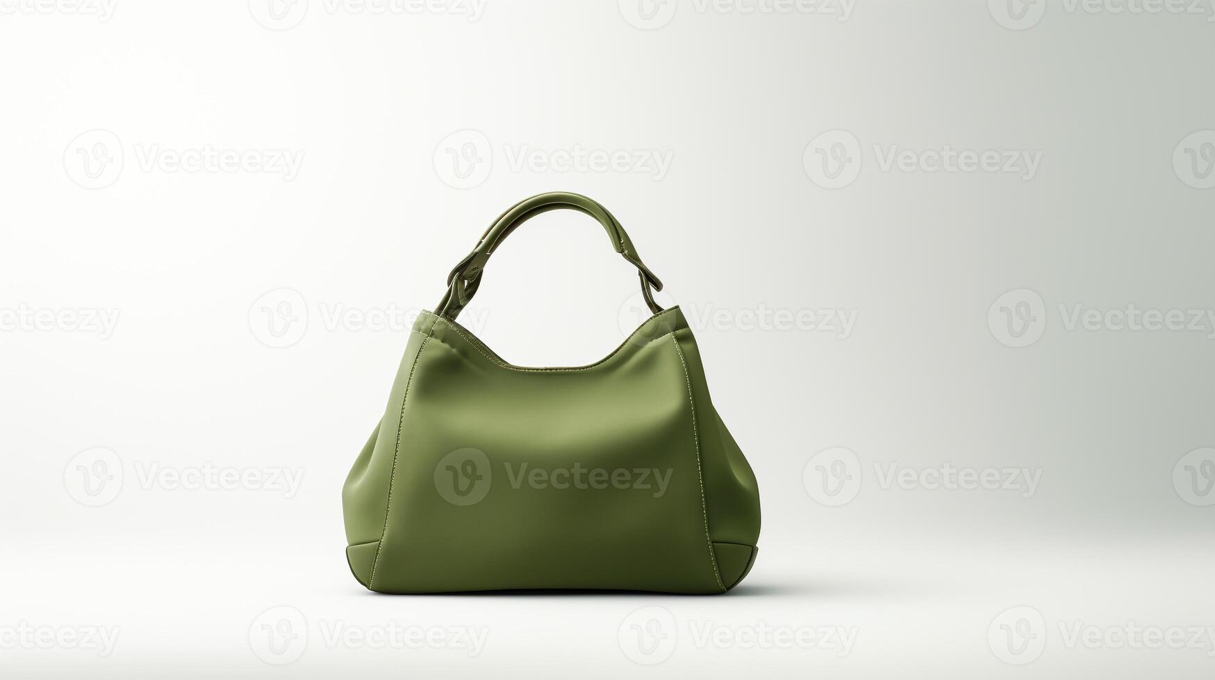 AI generated Olive Hobo Bag isolated on white background with copy space for advertisement. AI Generated photo