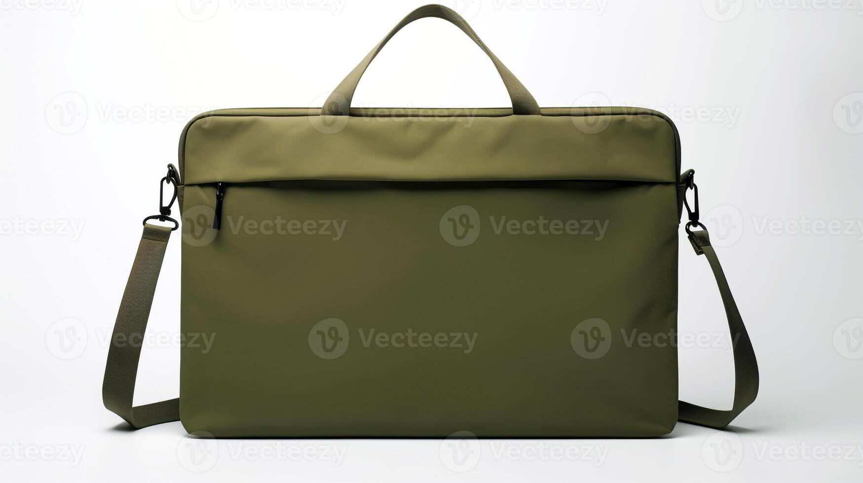AI generated Olive Green Messenger Bag isolated on white background with copy space for advertisement. AI Generated photo