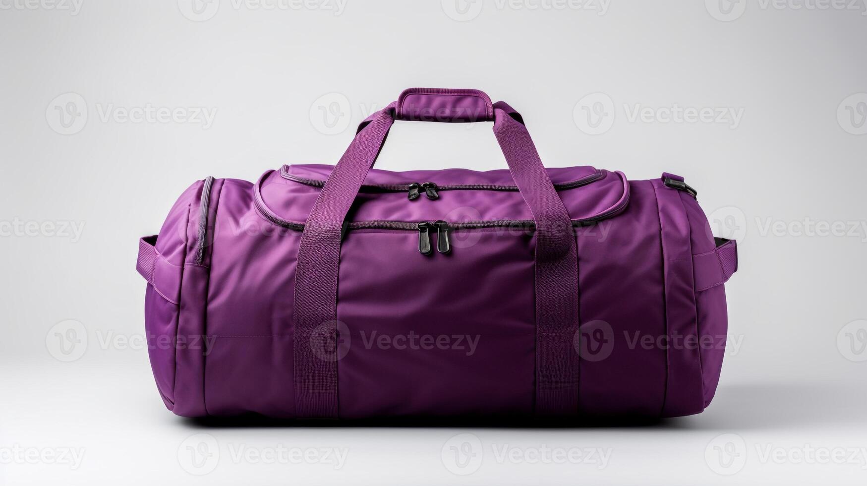 AI generated Purple Duffel Bag isolated on white background with copy space for advertisement. AI Generated photo