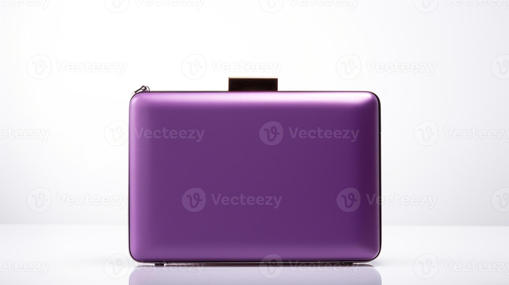 AI generated Purple Minaudiere Bag isolated on white background with copy space for advertisement. AI Generated photo