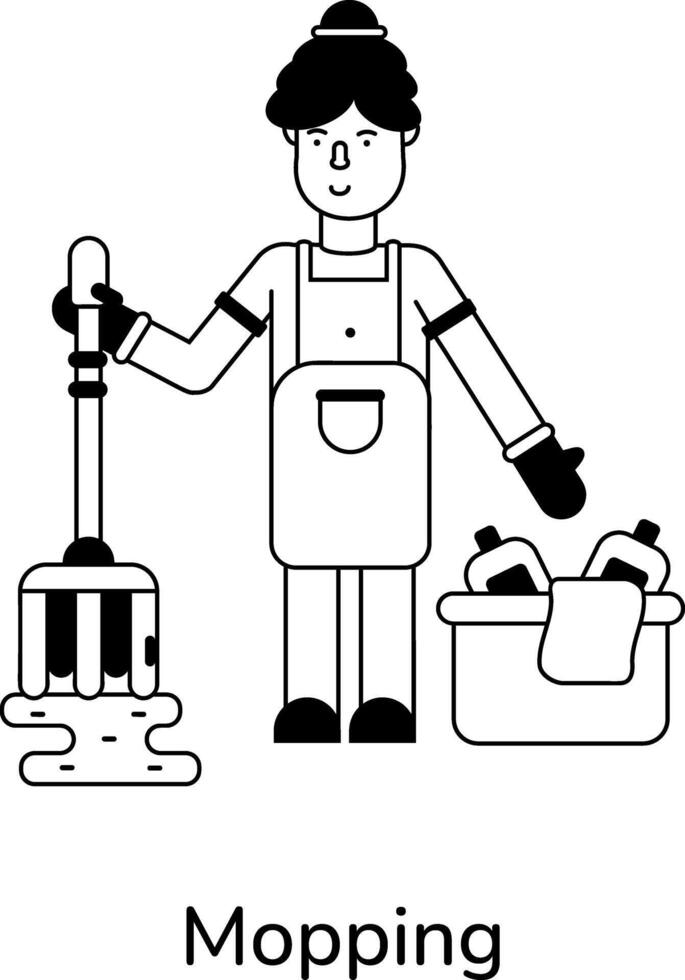 Trendy Mopping Concepts vector
