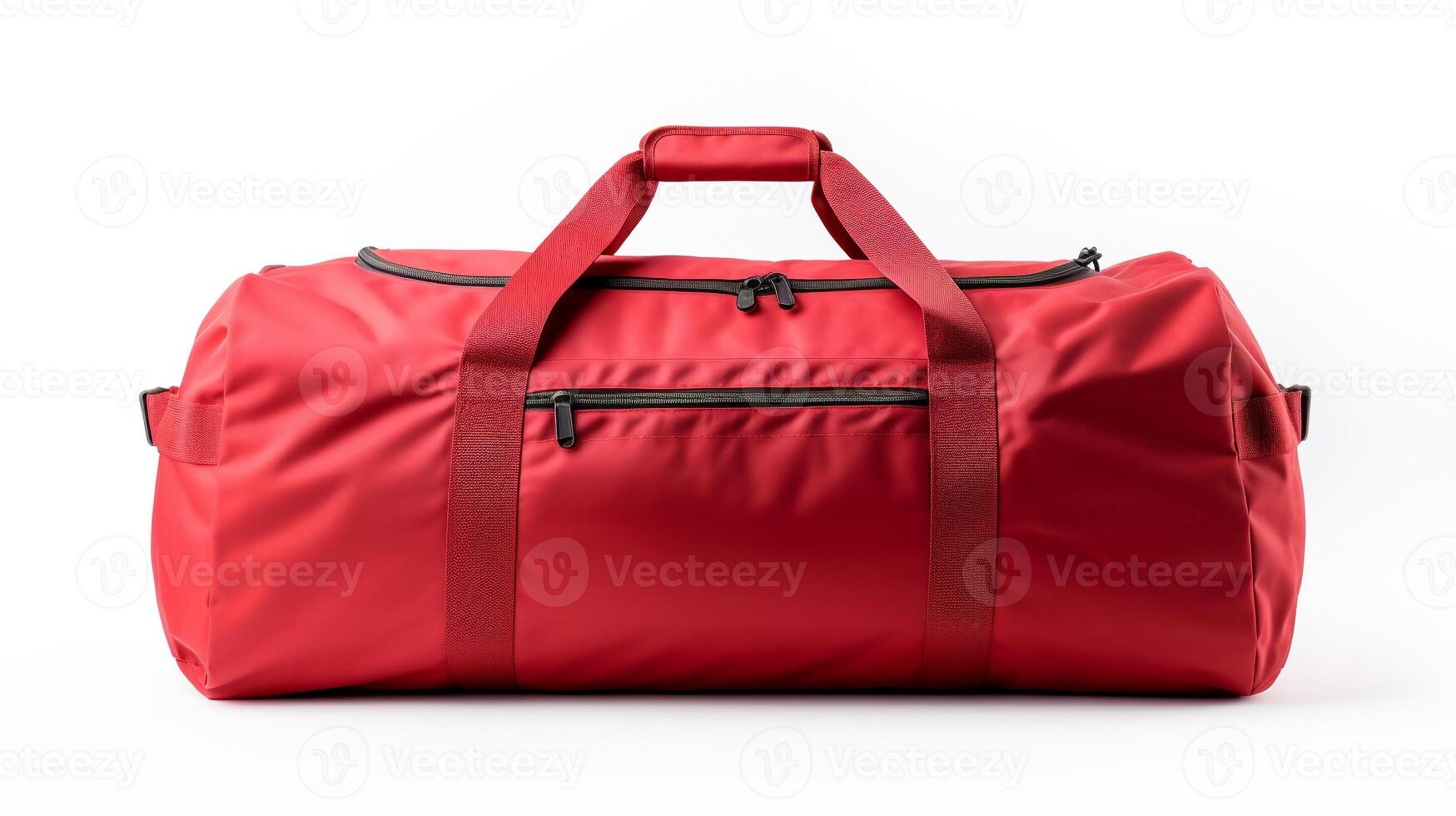 AI generated Red Duffel Bag isolated on white background with copy space for advertisement. AI Generated photo