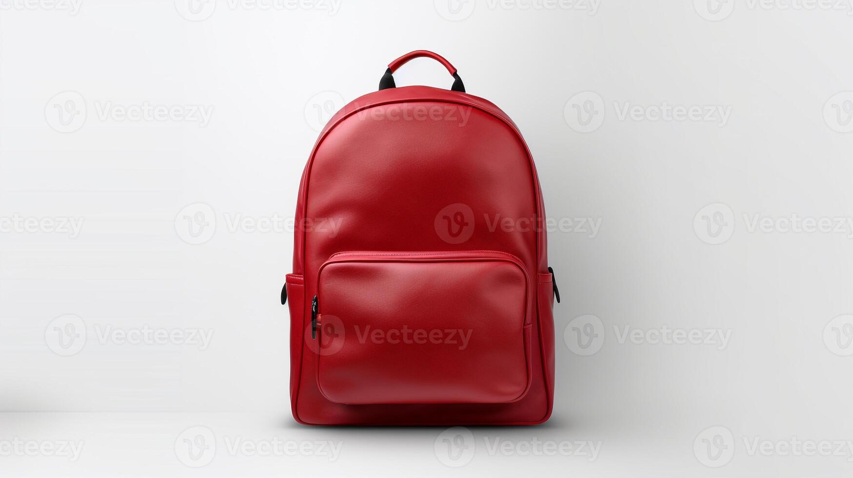 AI generated Red Fashion Backpack Bag isolated on white background with copy space for advertisement. AI Generated photo