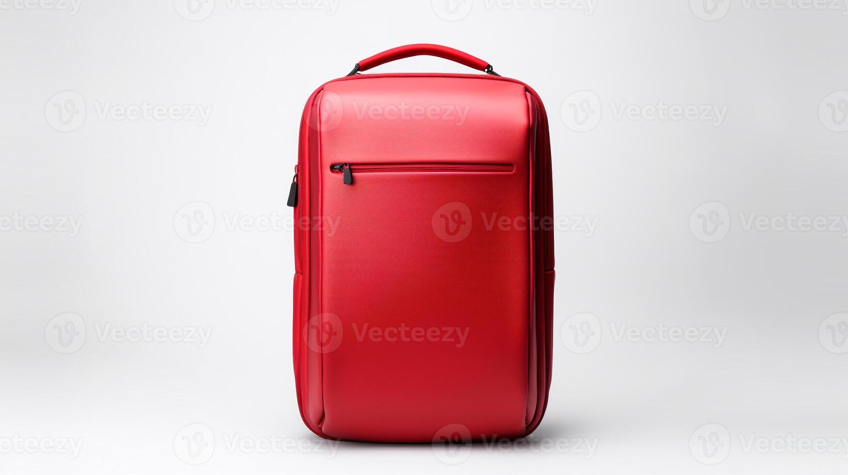 ai generado rojo laminación mochila bolso aislado en blanco antecedentes con Copiar espacio para anuncio publicitario. ai generado foto