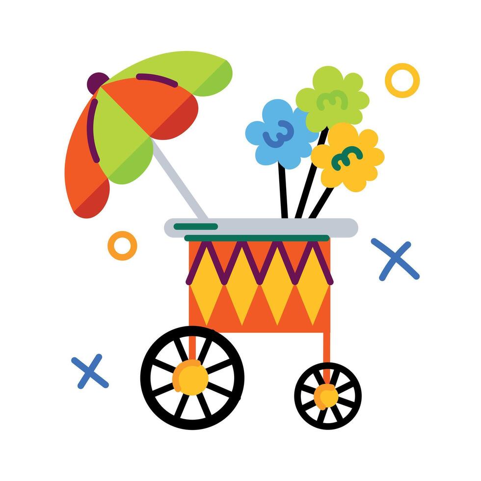 Trendy Food Cart vector