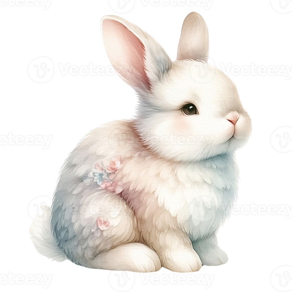 AI generated White Rabbit in Isolated Setting. Easter festival. Water color Generate by AI. png