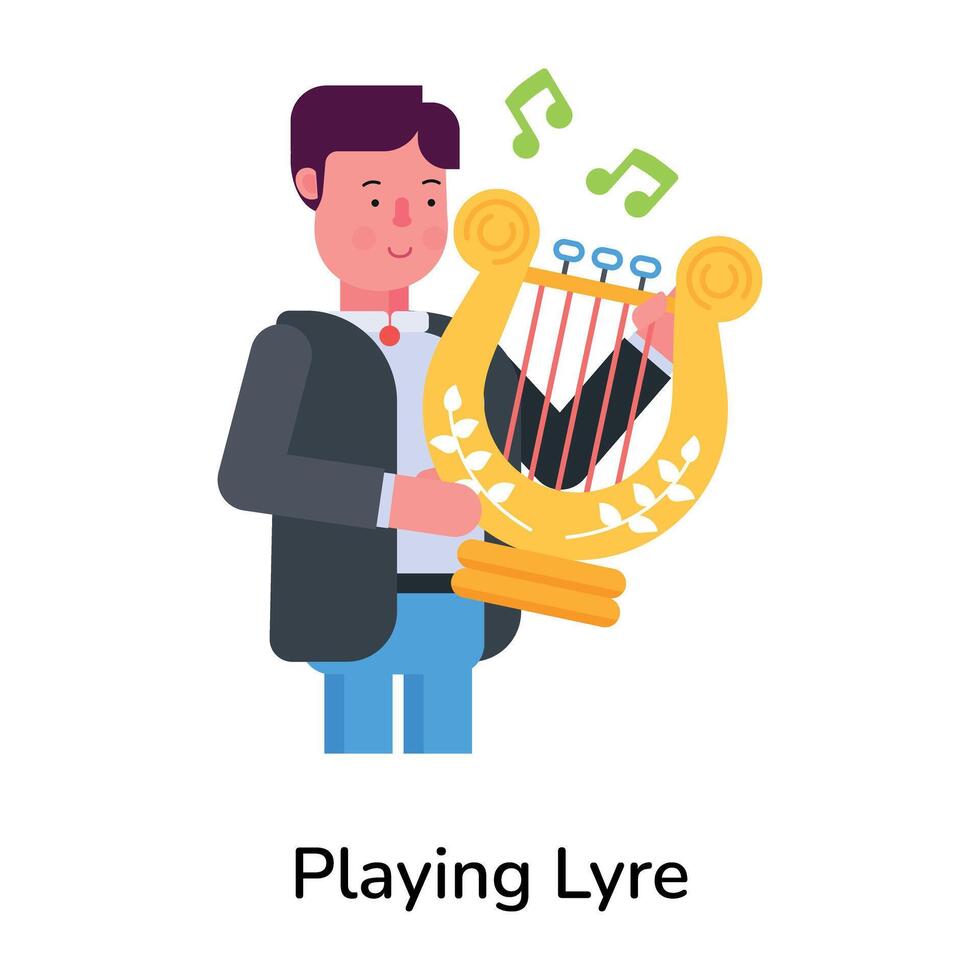Trendy Playing Lyre vector