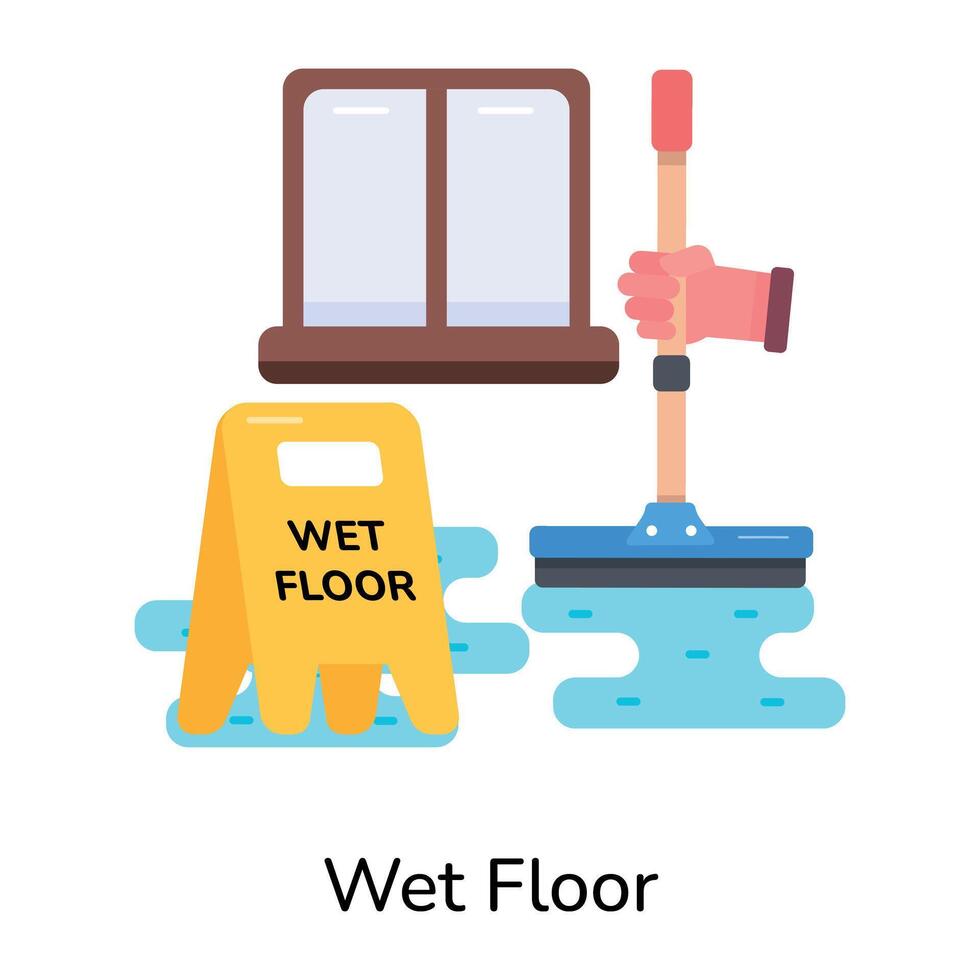 Trendy Wet Floor vector