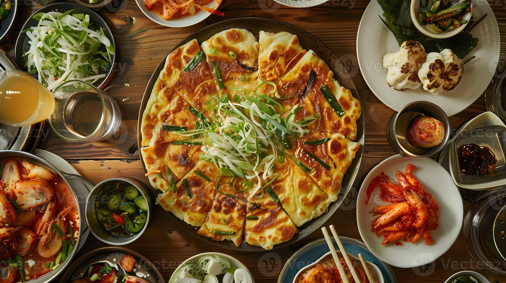 AI generated Pajeon green onion pancake photo