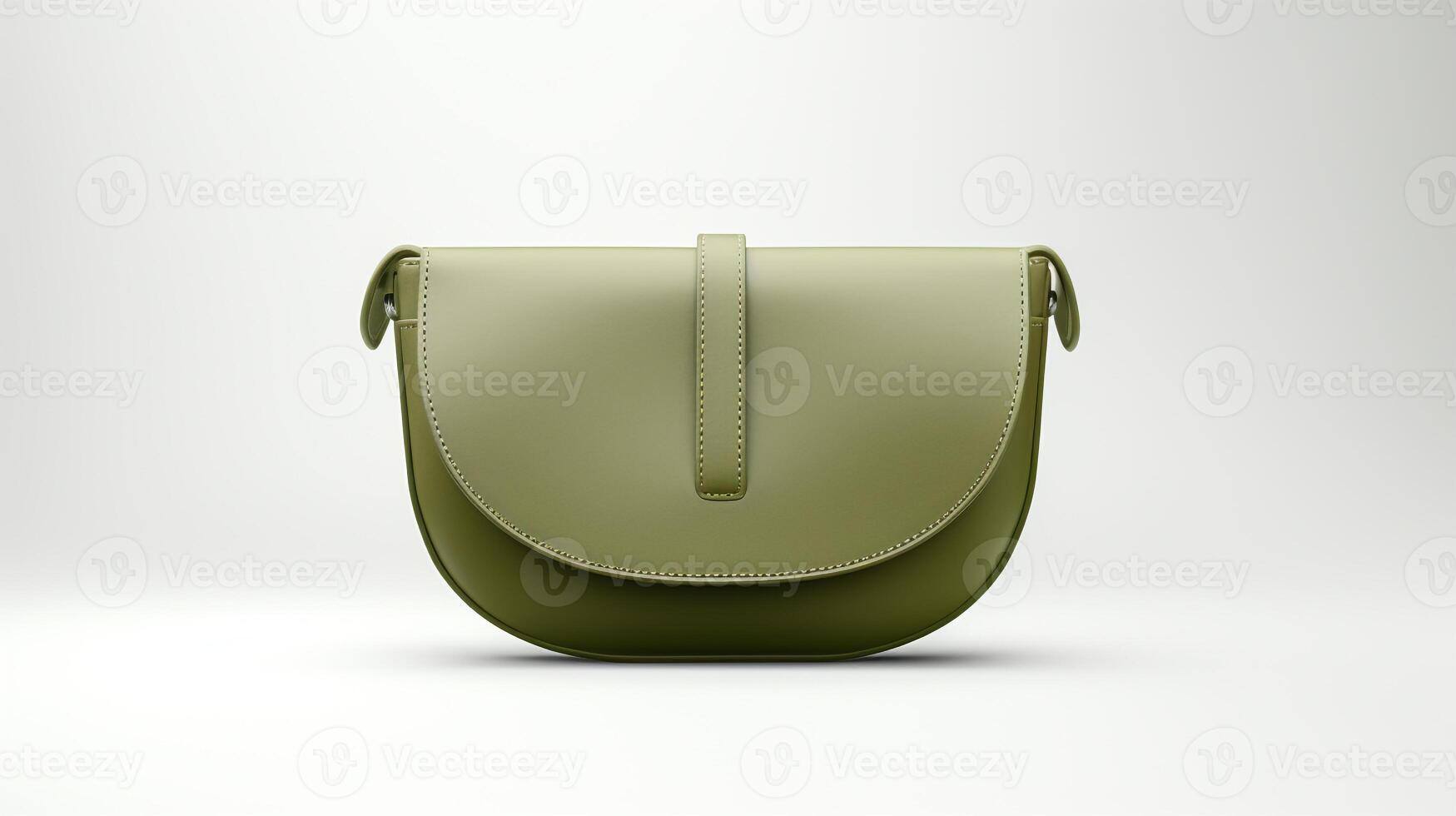 AI generated Olive Saddle Bag isolated on white background with copy space for advertisement. AI Generated photo