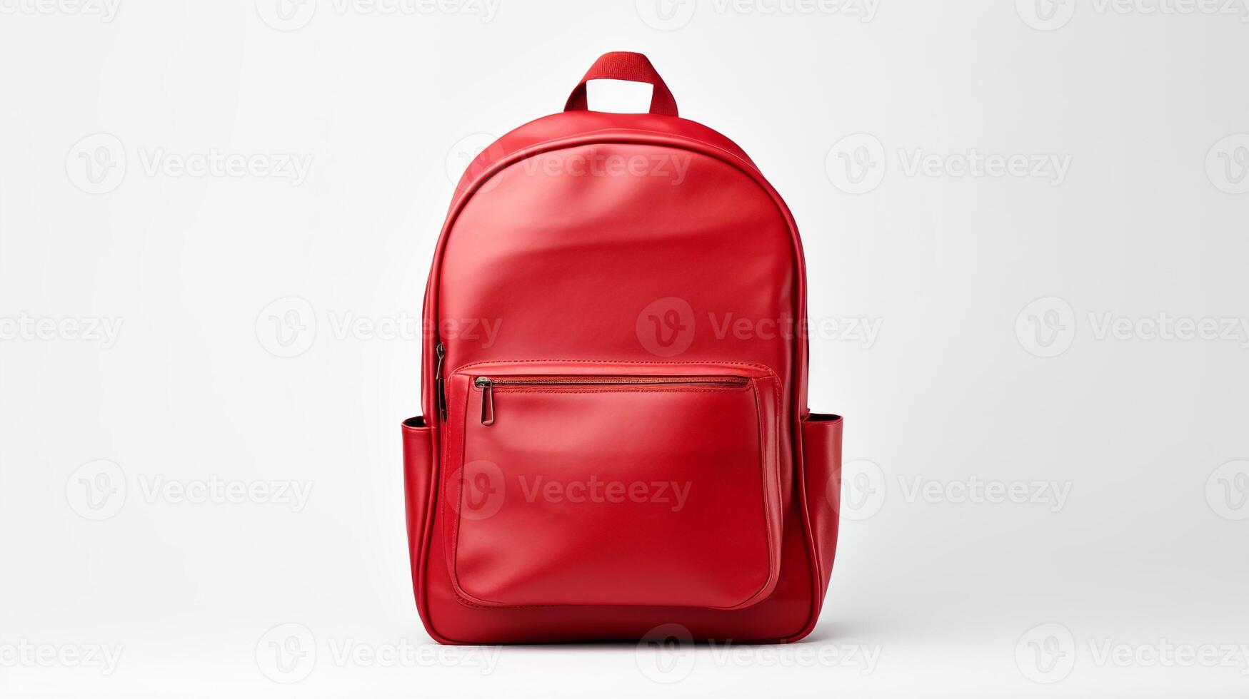 AI generated Red Fashion Backpack Bag isolated on white background with copy space for advertisement. AI Generated photo