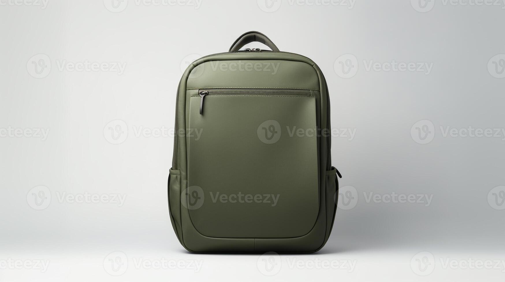 AI generated Olive Travel Backpack Bag isolated on white background with copy space for advertisement. AI Generated photo