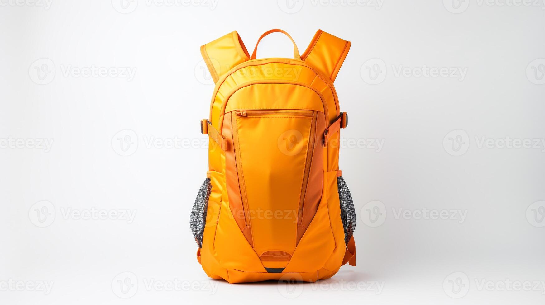 ai generado naranja hidratación mochila bolso aislado en blanco antecedentes con Copiar espacio para anuncio publicitario. ai generado foto