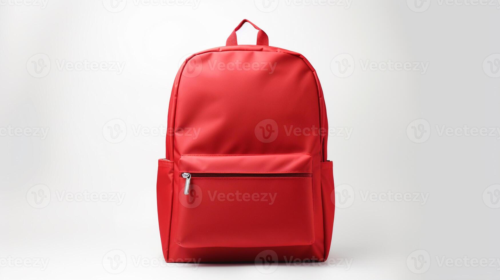 AI generated Red School Backpack Bag isolated on white background with copy space for advertisement. AI Generated photo