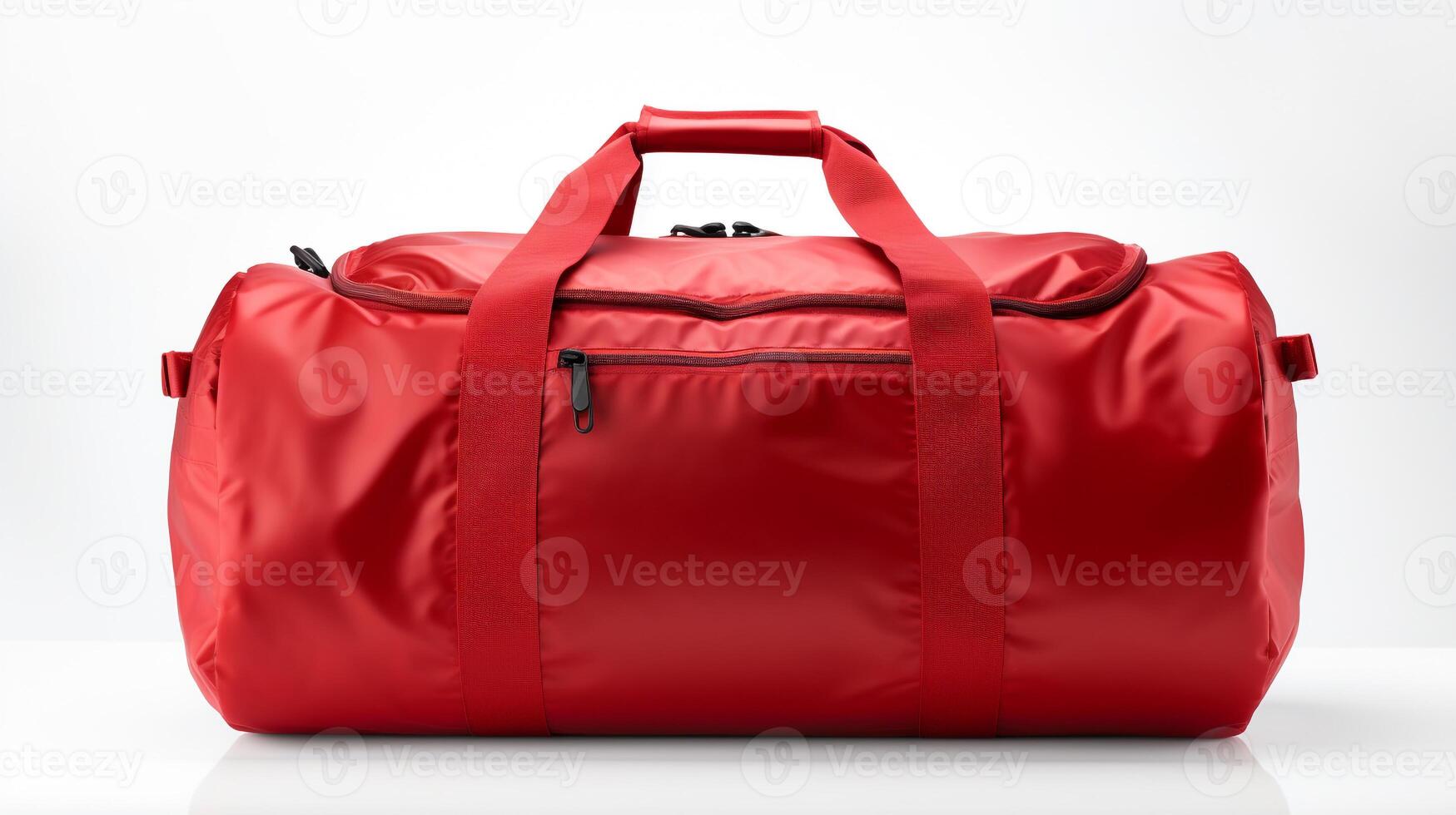 AI generated Red Duffel Bag isolated on white background with copy space for advertisement. AI Generated photo