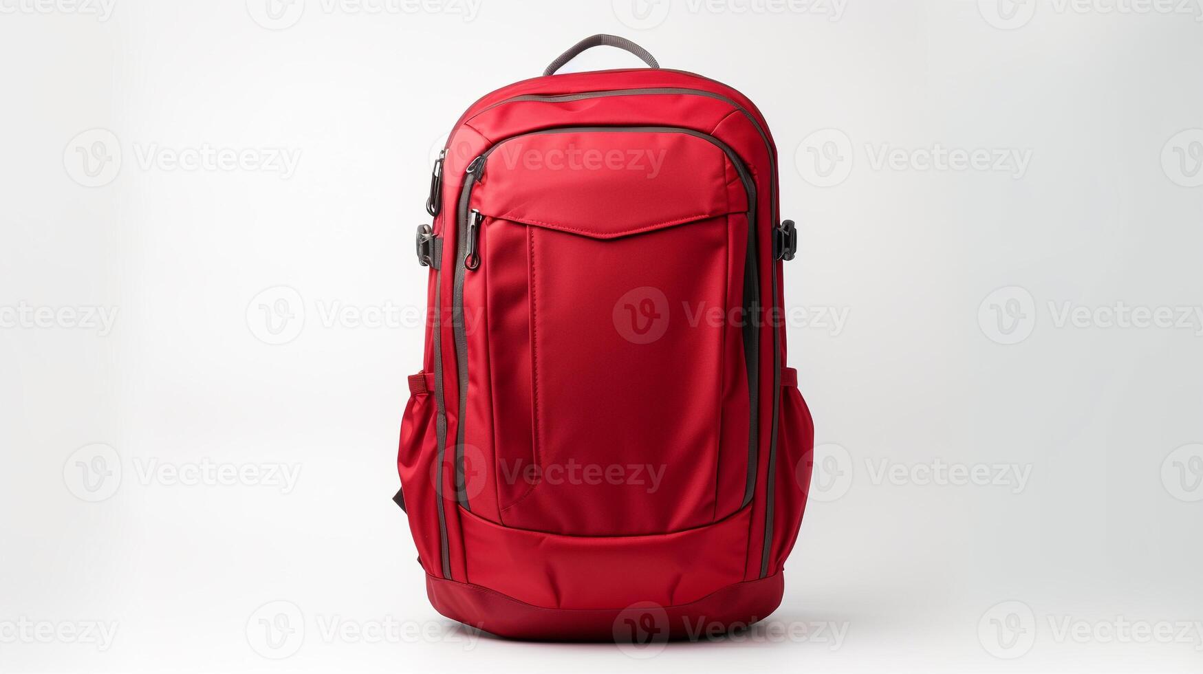 AI generated Red Travel Backpack Bag isolated on white background with copy space for advertisement. AI Generated photo