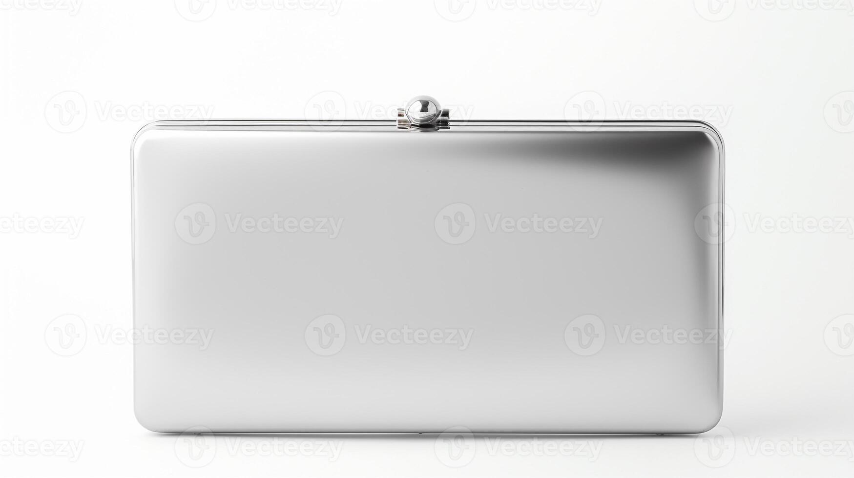 AI generated Silver Frame Clutch Bag isolated on white background with copy space for advertisement. AI Generated photo