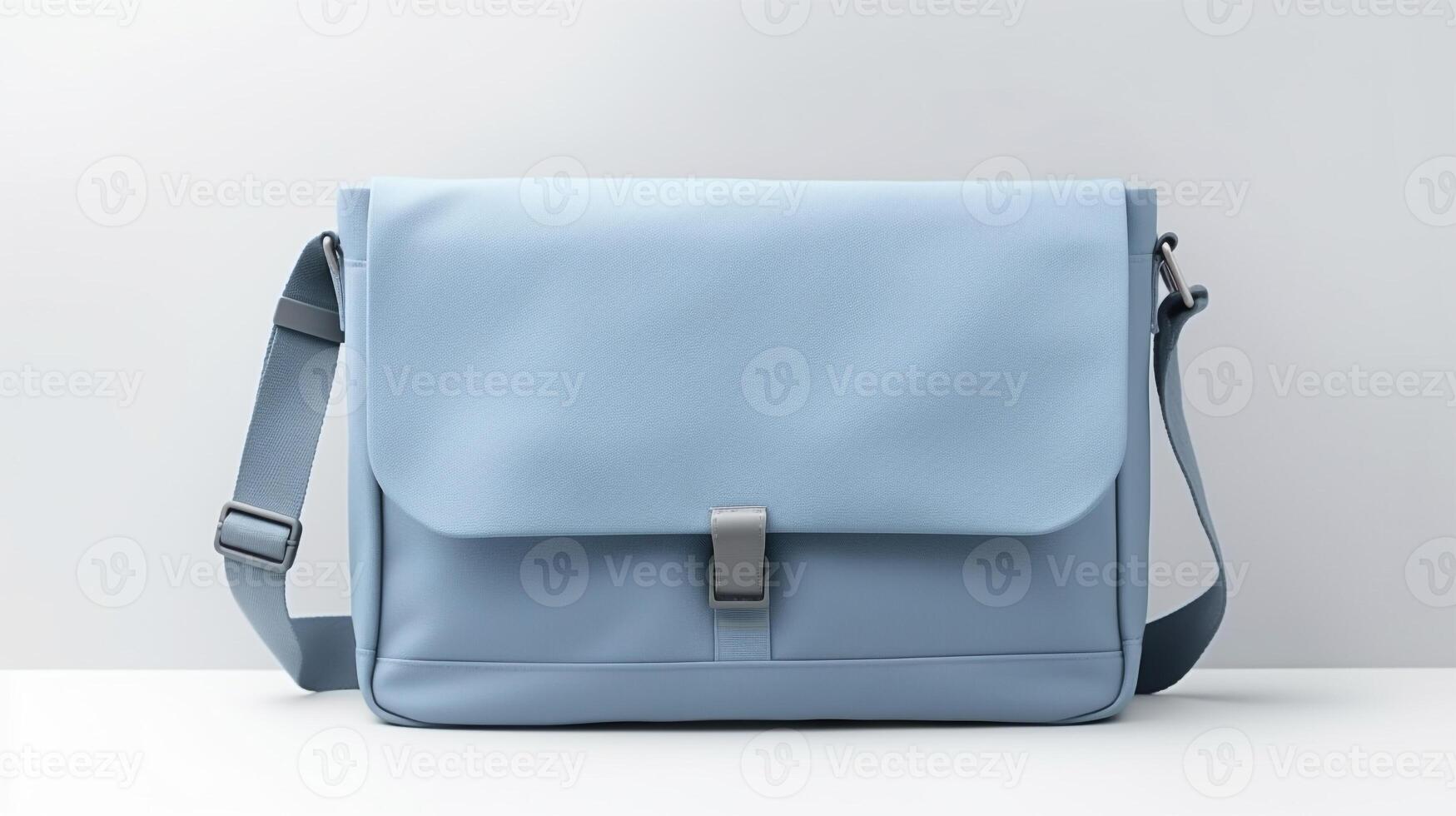 AI generated Slate Blue Messenger Bag isolated on white background with copy space for advertisement. AI Generated photo