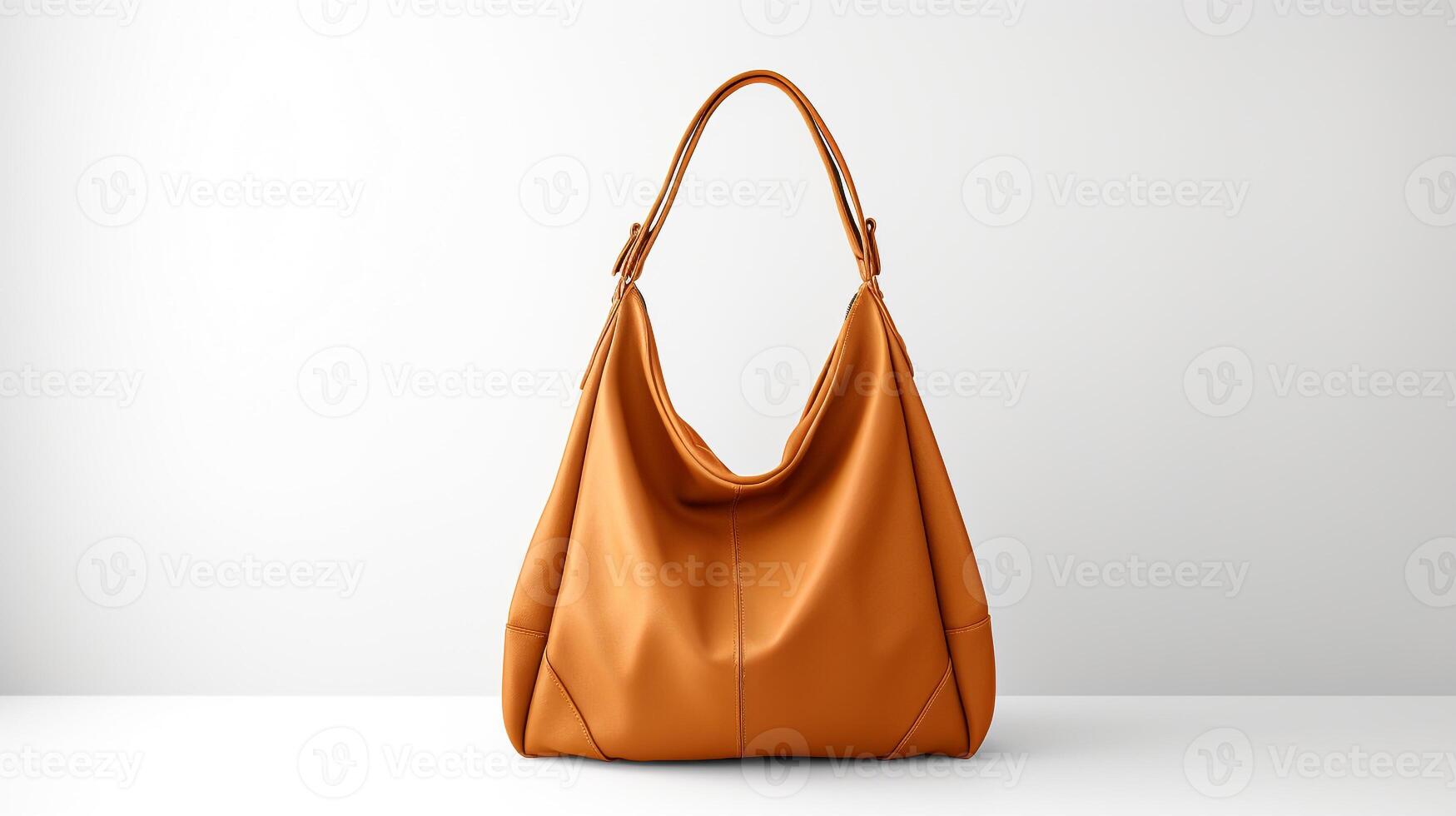 AI generated Tan Hobo Bag isolated on white background with copy space for advertisement. AI Generated photo