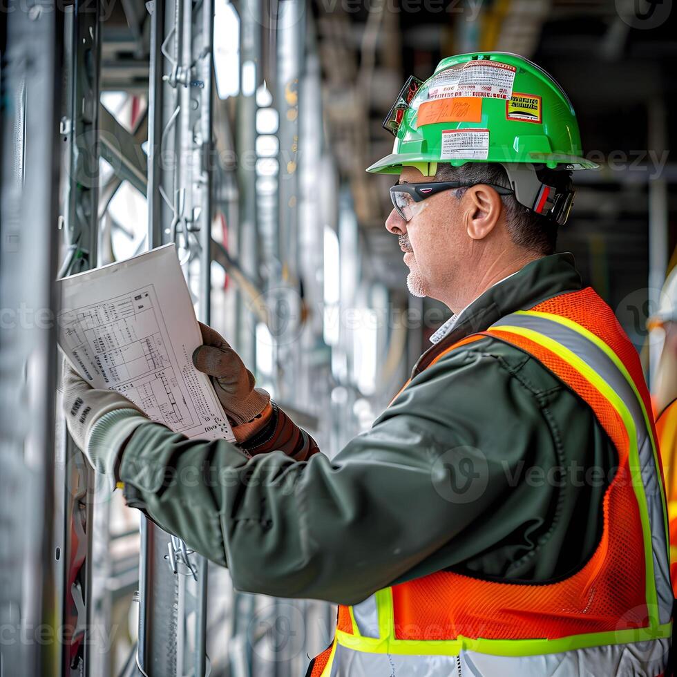 AI generated Safety engineer inspecting a construction site photo