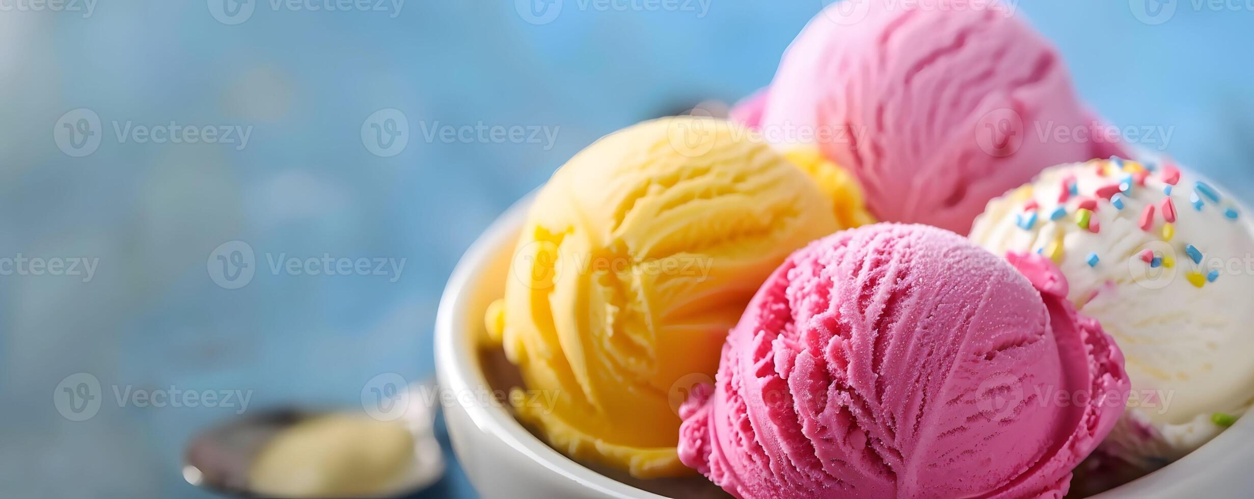 AI generated Ice cream scoops cool delight photo