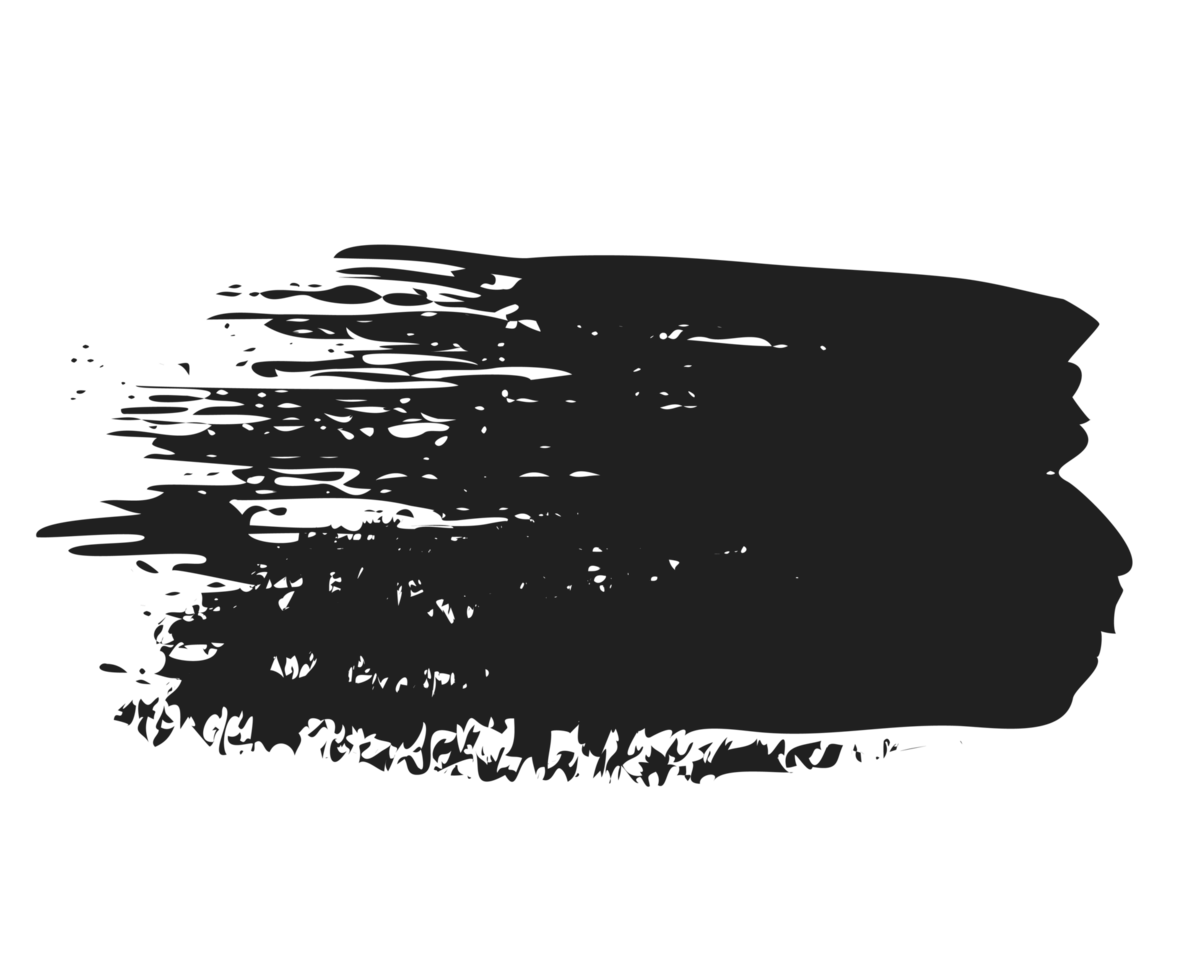 black staine brush, grunge banner, hand drawn splash. Grunge badge brush, hand drawn black png