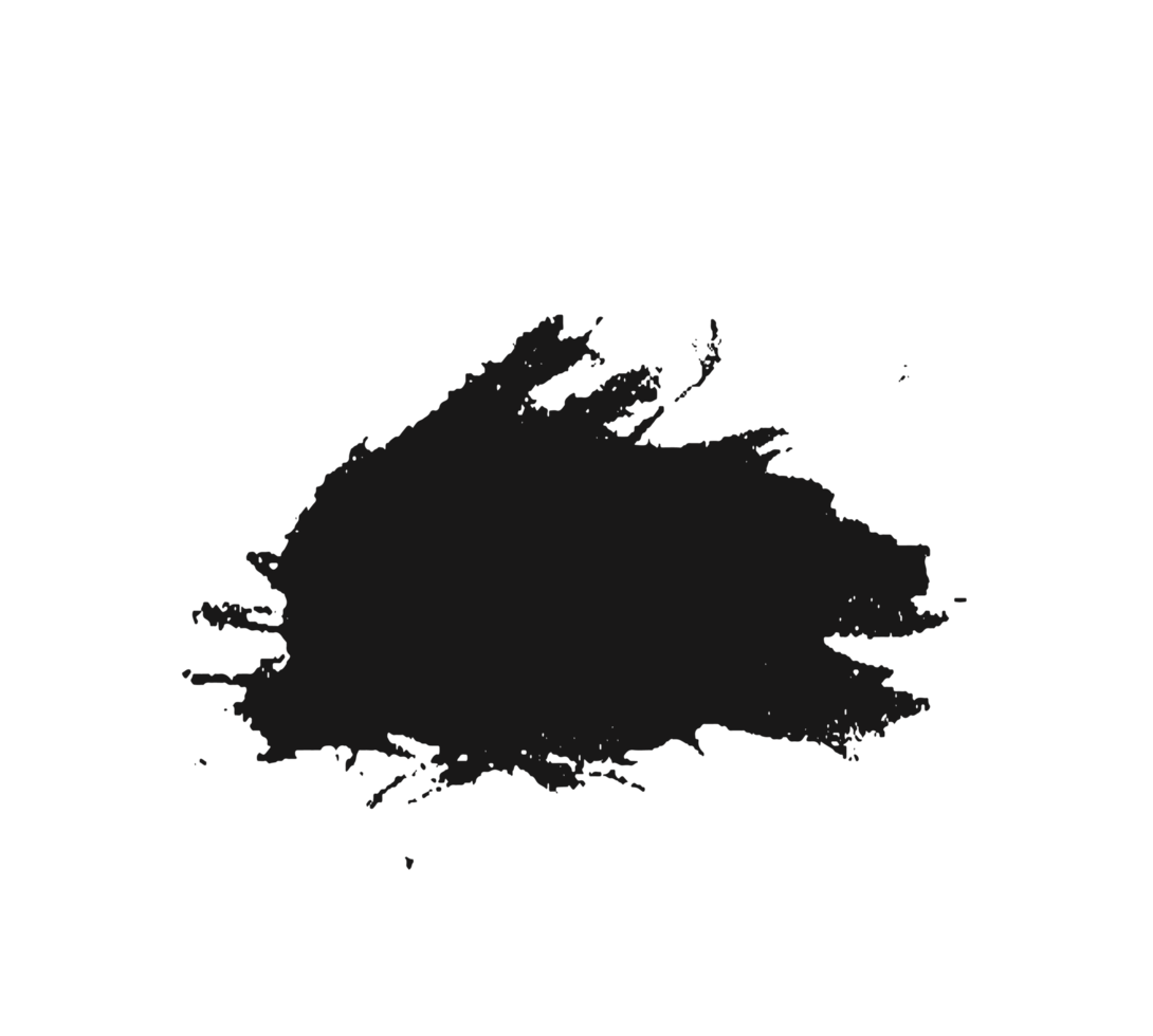 black staine brush, grunge banner, hand drawn splash. Grunge badge brush, hand drawn black png