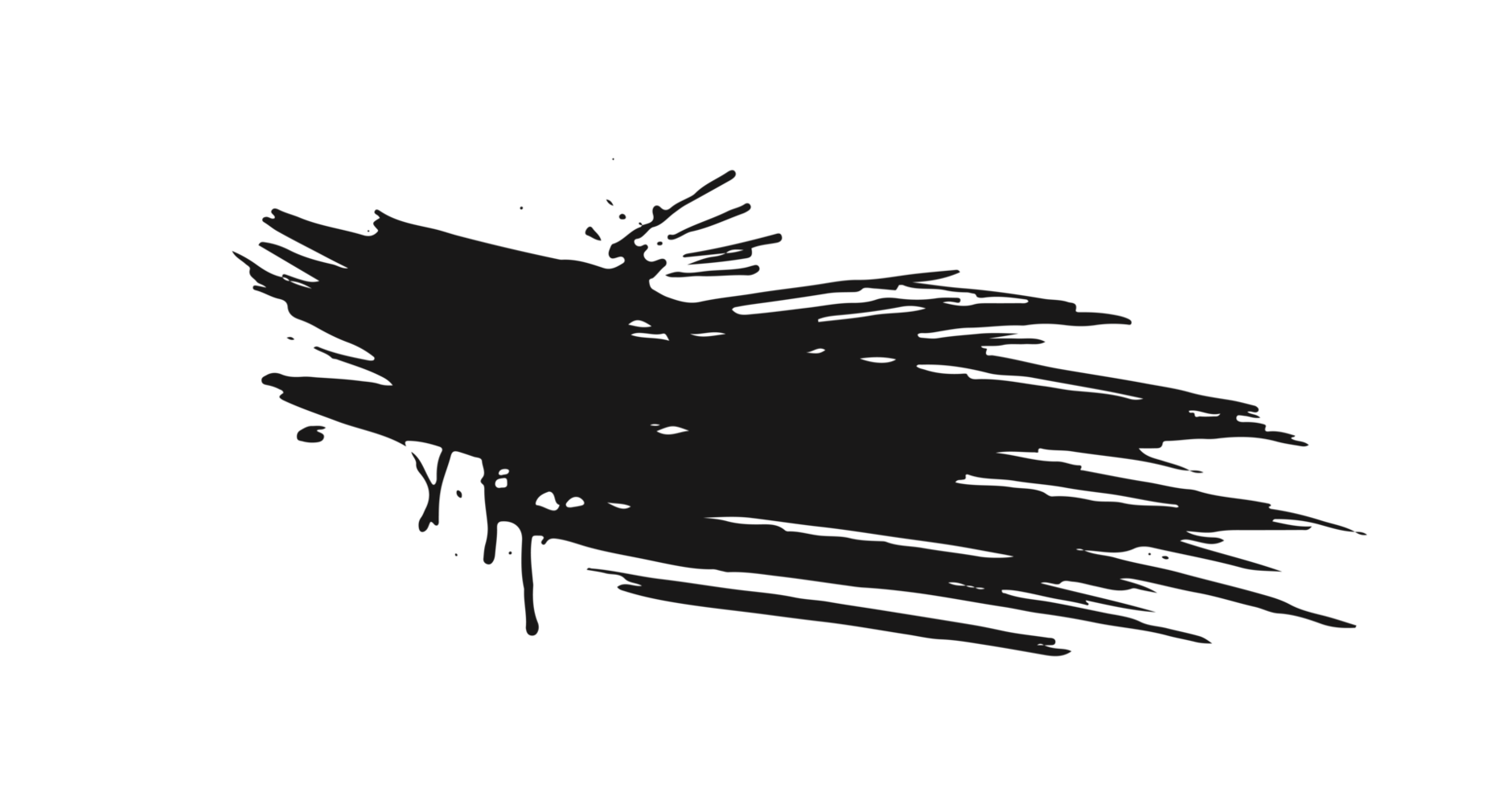 black staine brush, grunge banner, hand drawn splash. Grunge badge brush, hand drawn black png