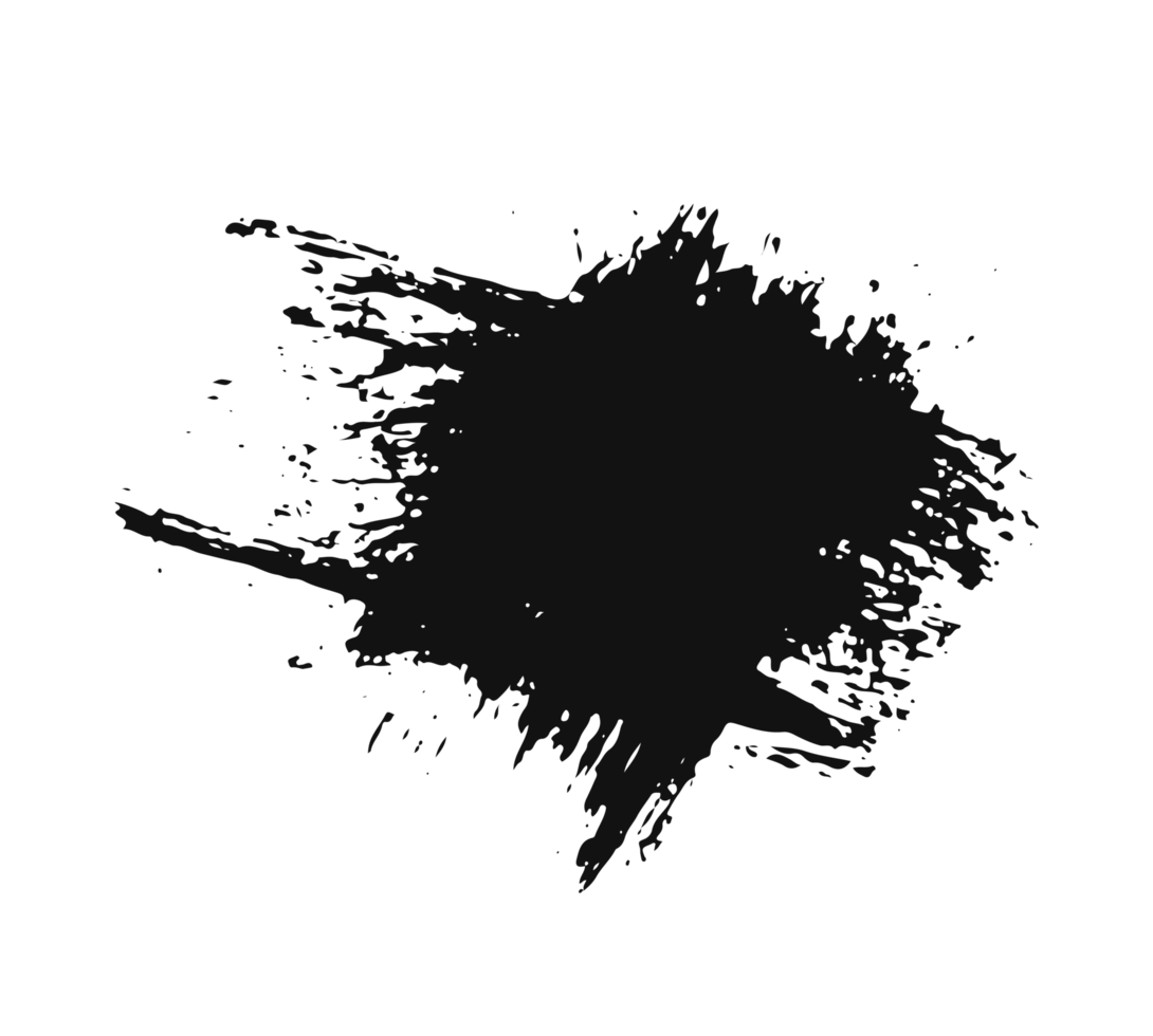 black staine brush, grunge banner, hand drawn splash. Grunge badge brush, hand drawn black png