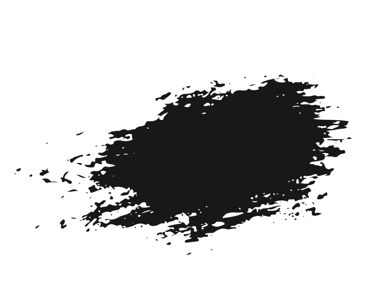 black staine brush, grunge banner, hand drawn splash. Grunge badge brush, hand drawn black png